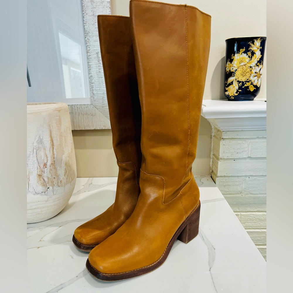 Crown Vintage boho festival 70’s knee high leather boot size 11 - Picture 3 of 8